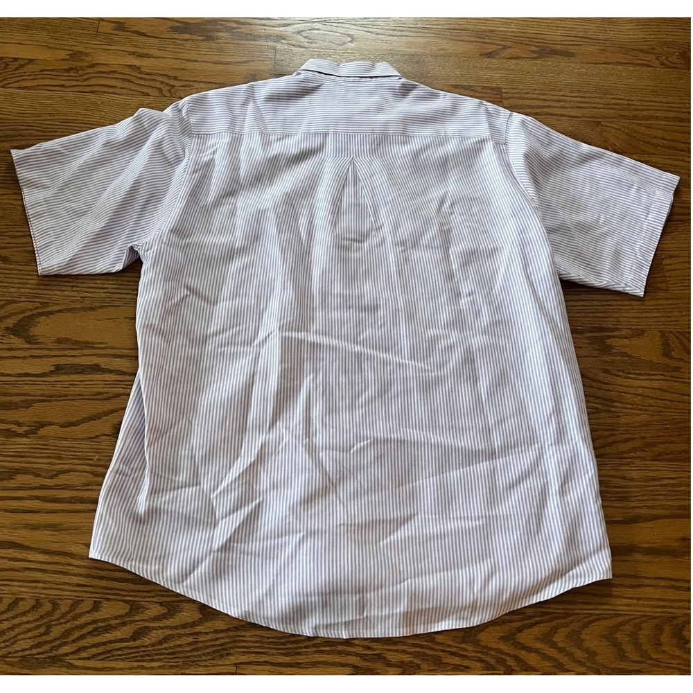 Levis Vintage Mens Medium Purple Striped Short Sleeve Laundered Oxford Shirt - Picture 4 of 8